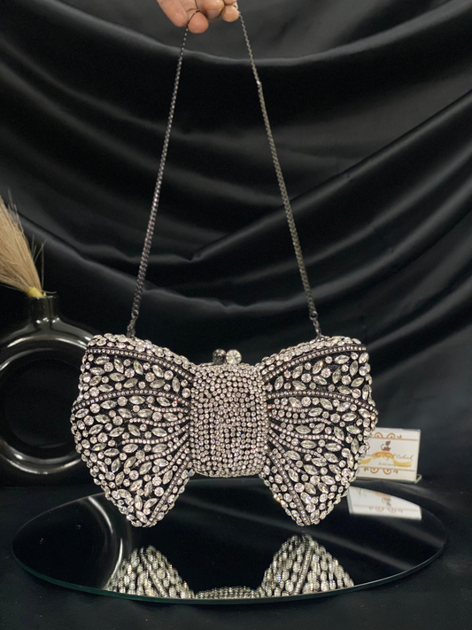 Black Bow Crystal Clutch