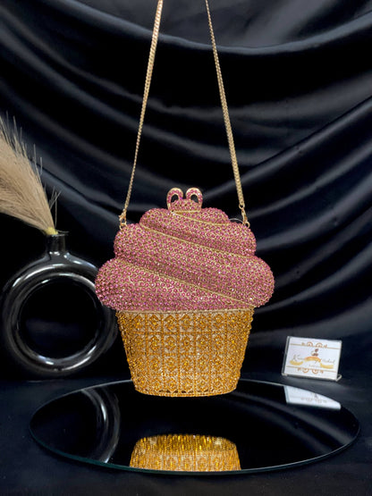 Gold Cupcake Crystal Clutch