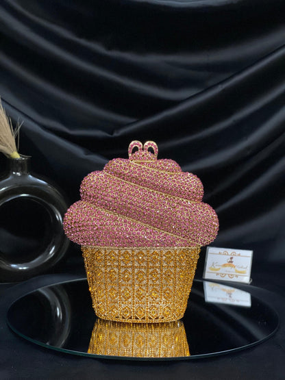 Gold Cupcake Crystal Clutch