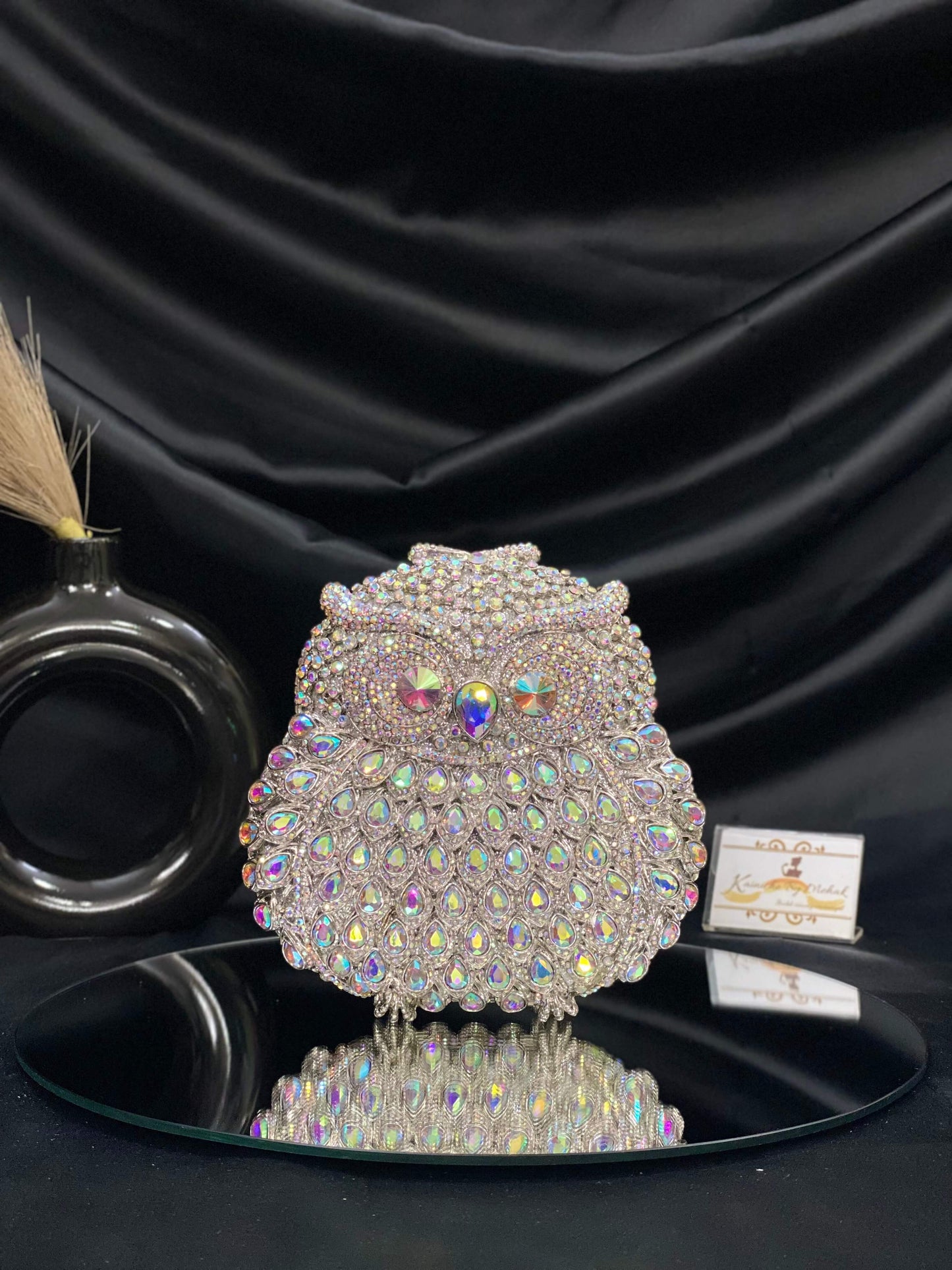 Silver Owl Crystal Clutch