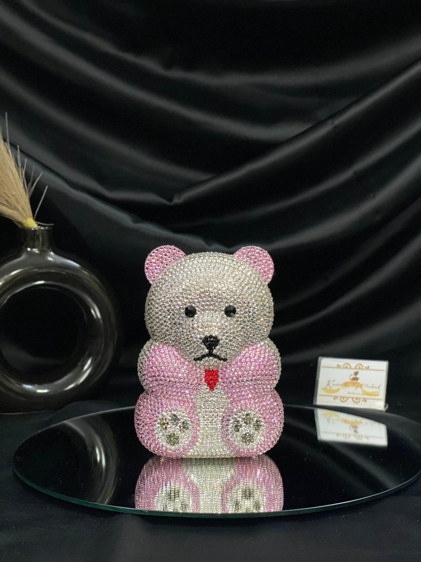 Pink Teddy Bear Crystal Clutch