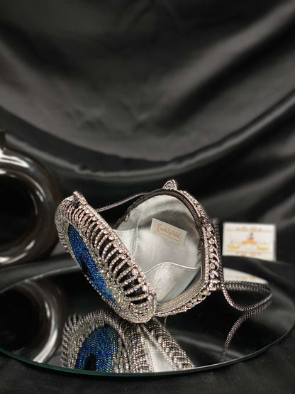 Silver Evil Eye Crystal Clutch