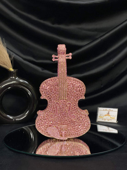 Pink Violin Crystal Clutch