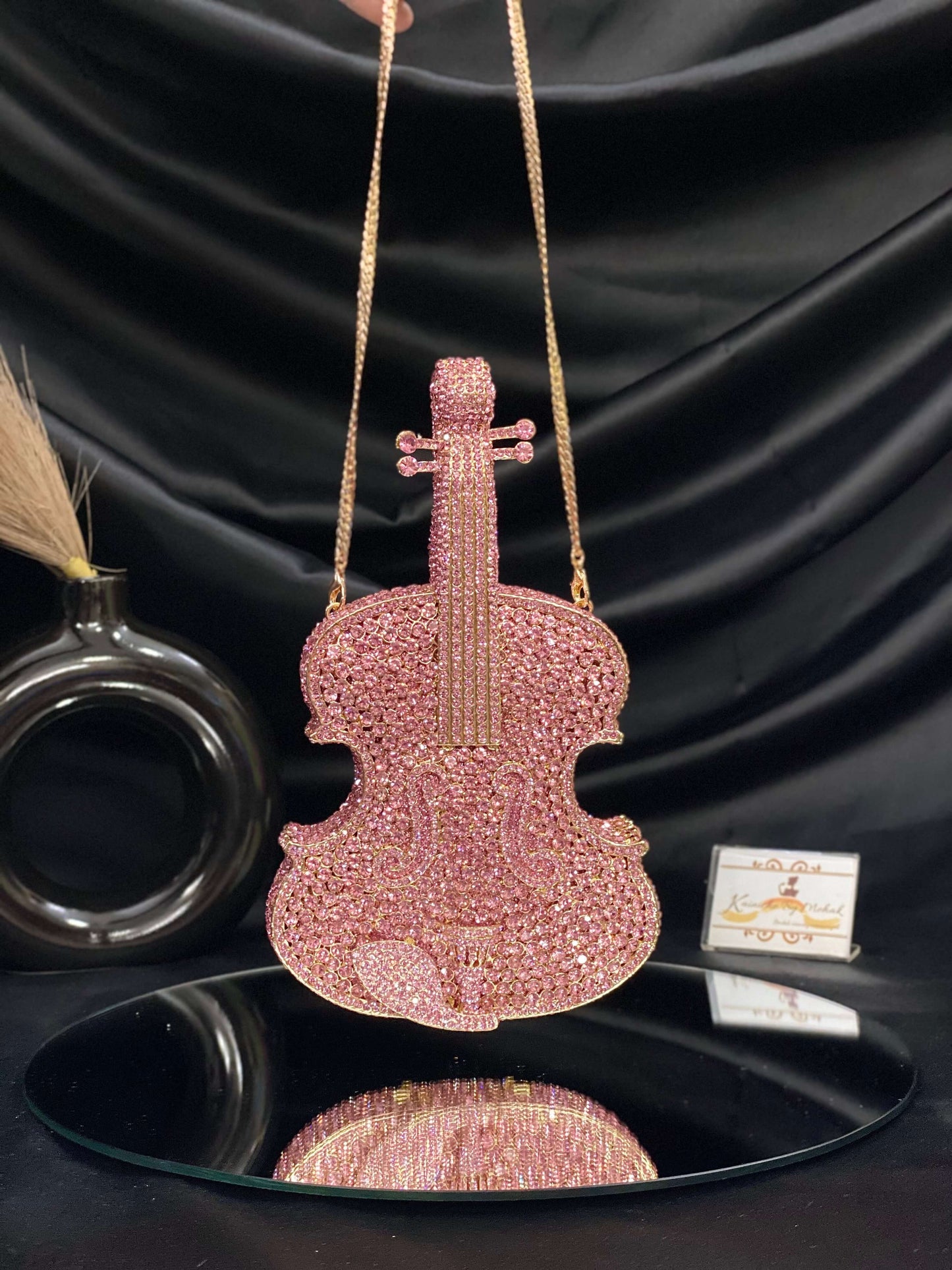 Pink Violin Crystal Clutch