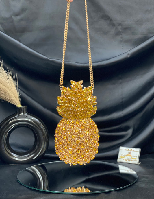 Gold Pineapple Crystal Clutch