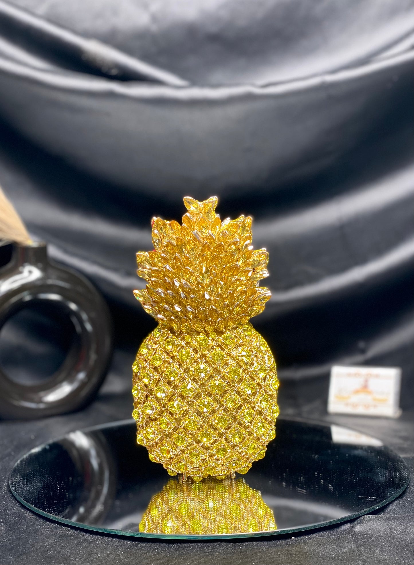 Gold-Green Pineapple Crystal Clutch