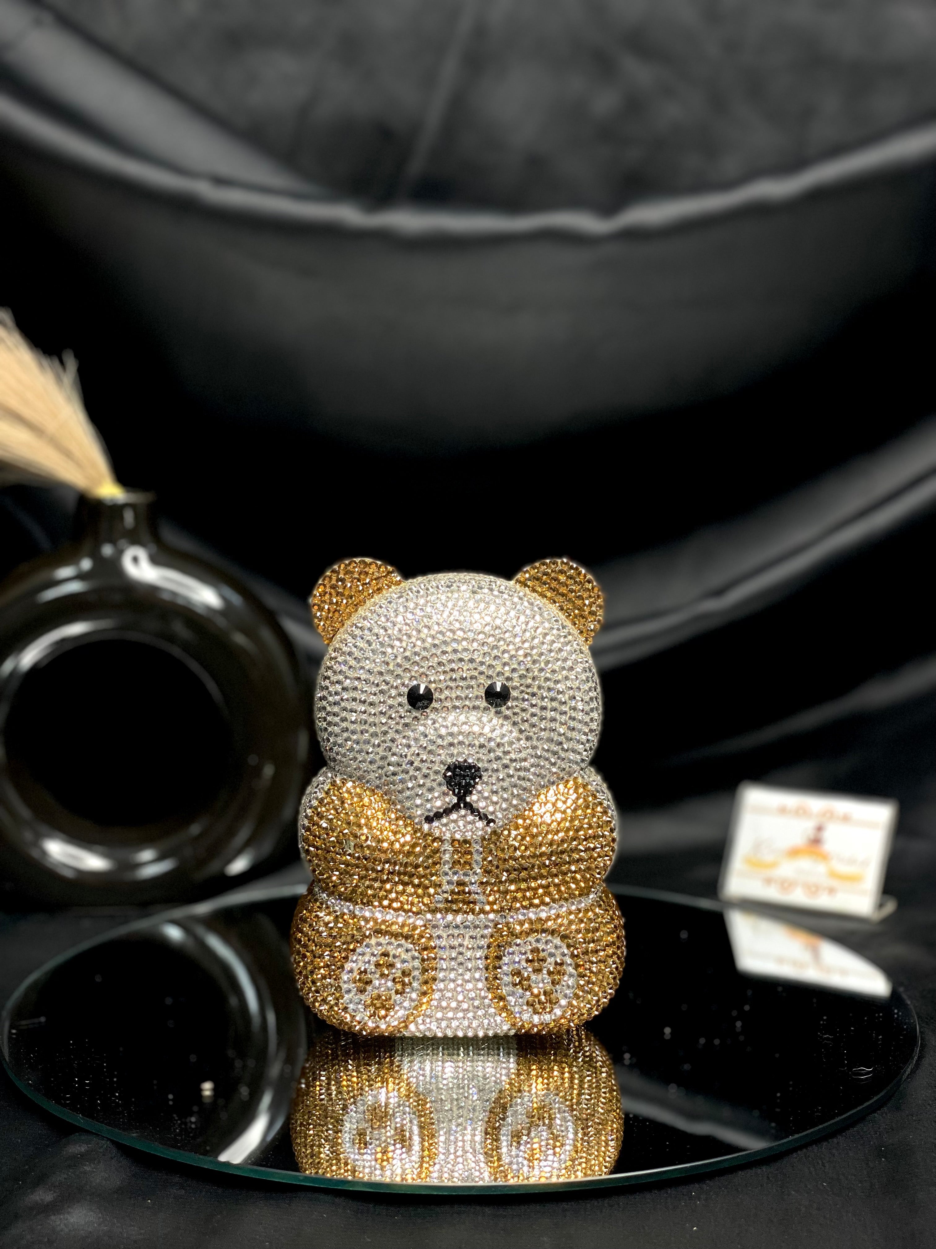 Gold Teddy Bear Crystal Clutch