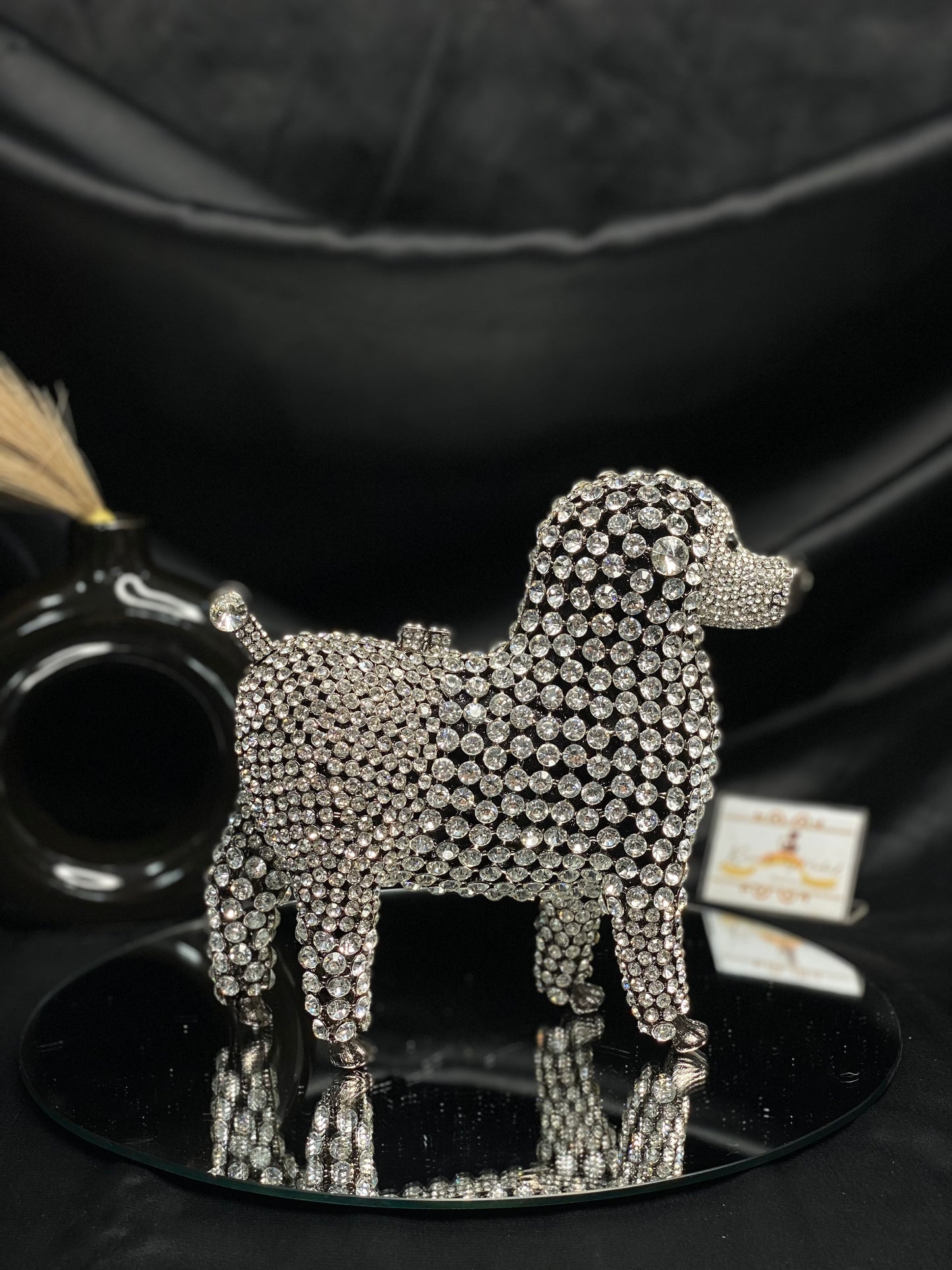 Silver Dog Crystal Clutch